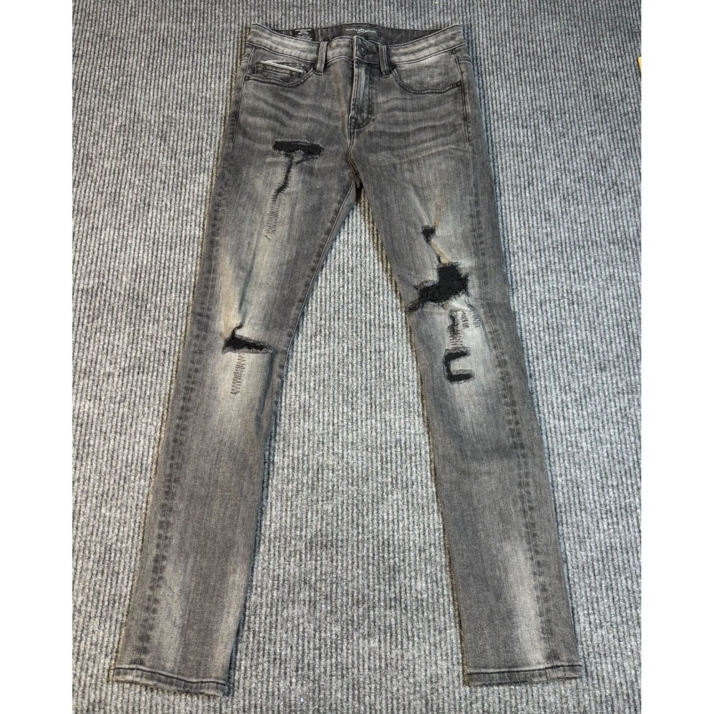 Cult Of Individuality Punk Super Skinny Jeans Mens 32x32 Ripped Distressed Grey